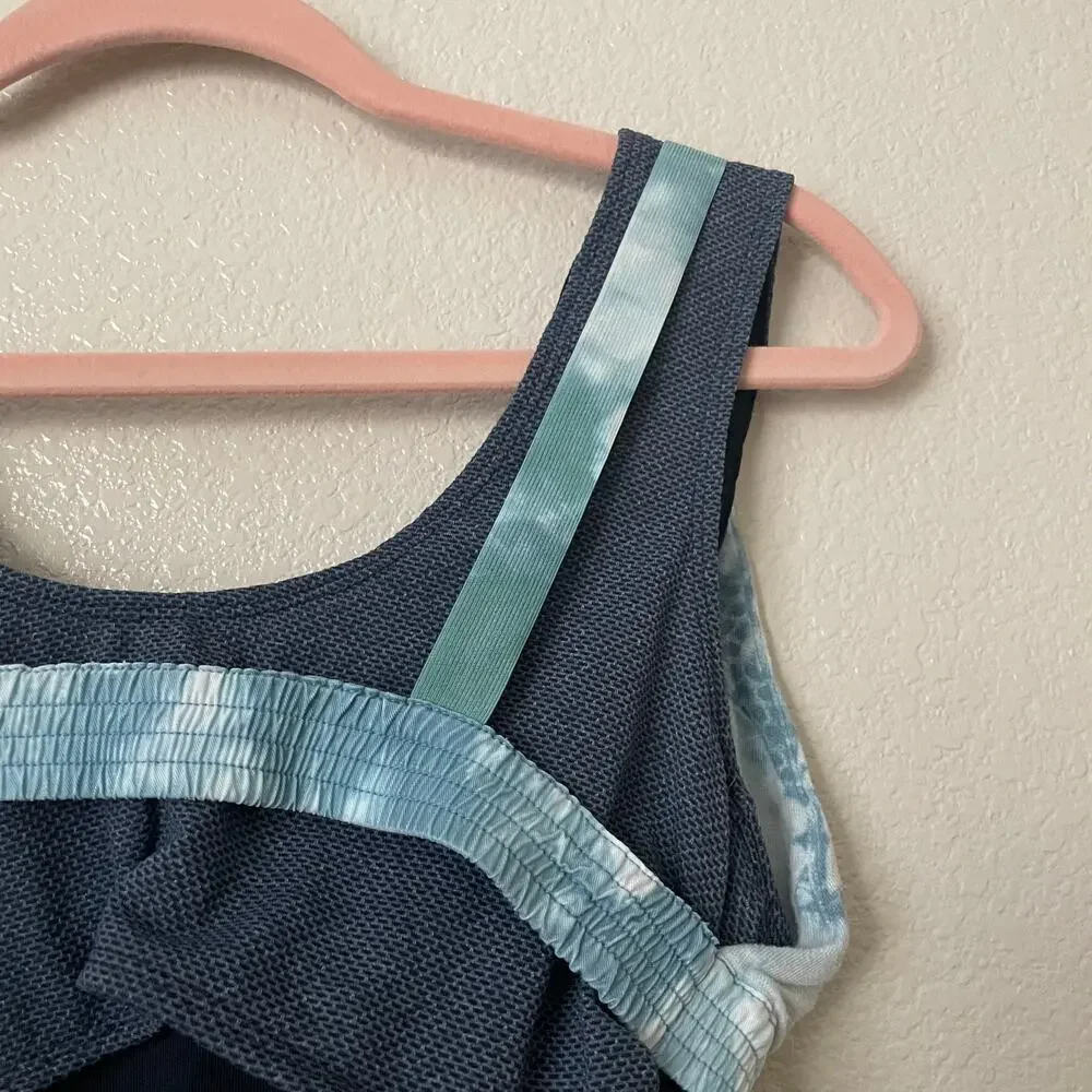 Free People Movement Sports Bra Womens‎ Small Gray Blue Oasis Tank Tie Dye Gym